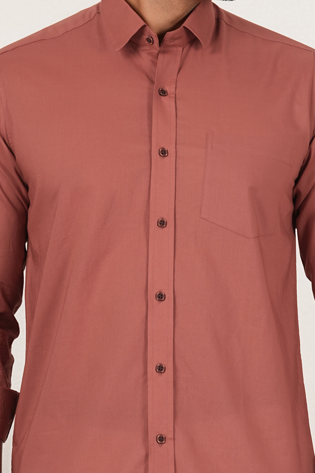 Men's Solid Terracotta Pink Regular Fit Casual Shirt FS-C10