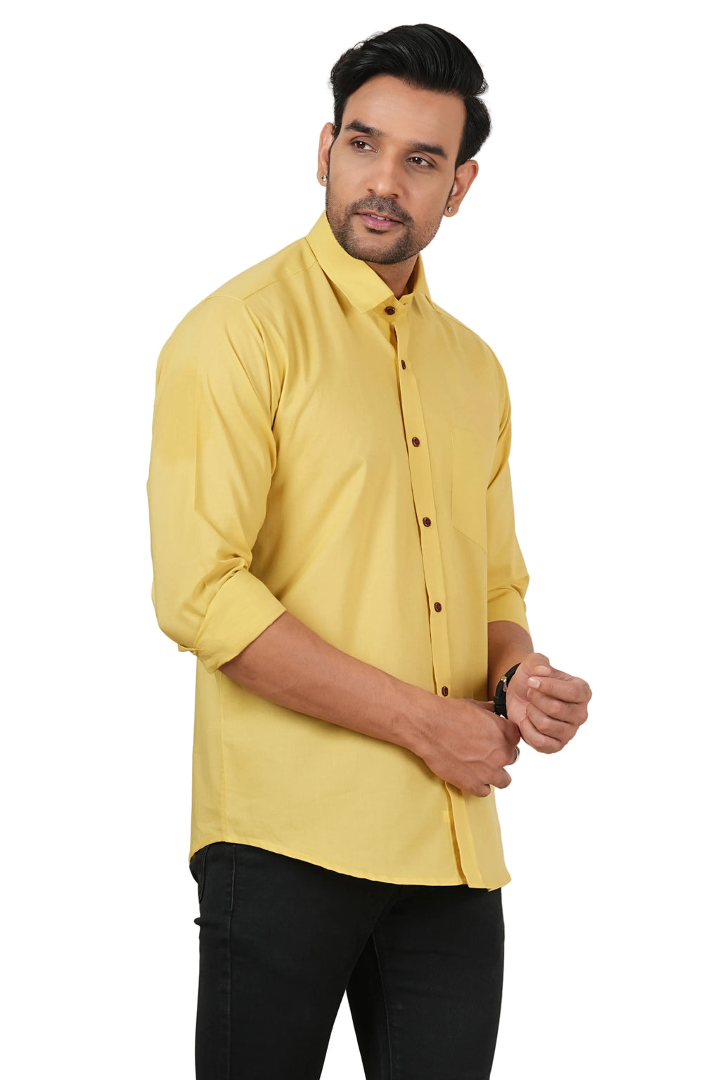 Men's Solid Mustard Yellow Regular Fit Casual Shirt FS-C21