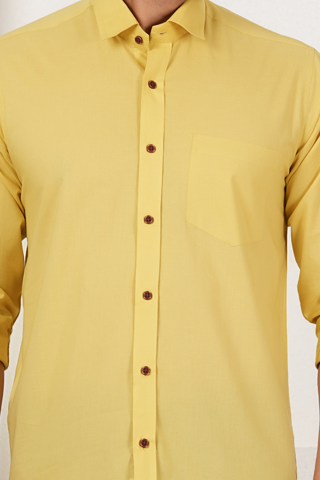 Men's Solid Mustard Yellow Regular Fit Casual Shirt FS-C21