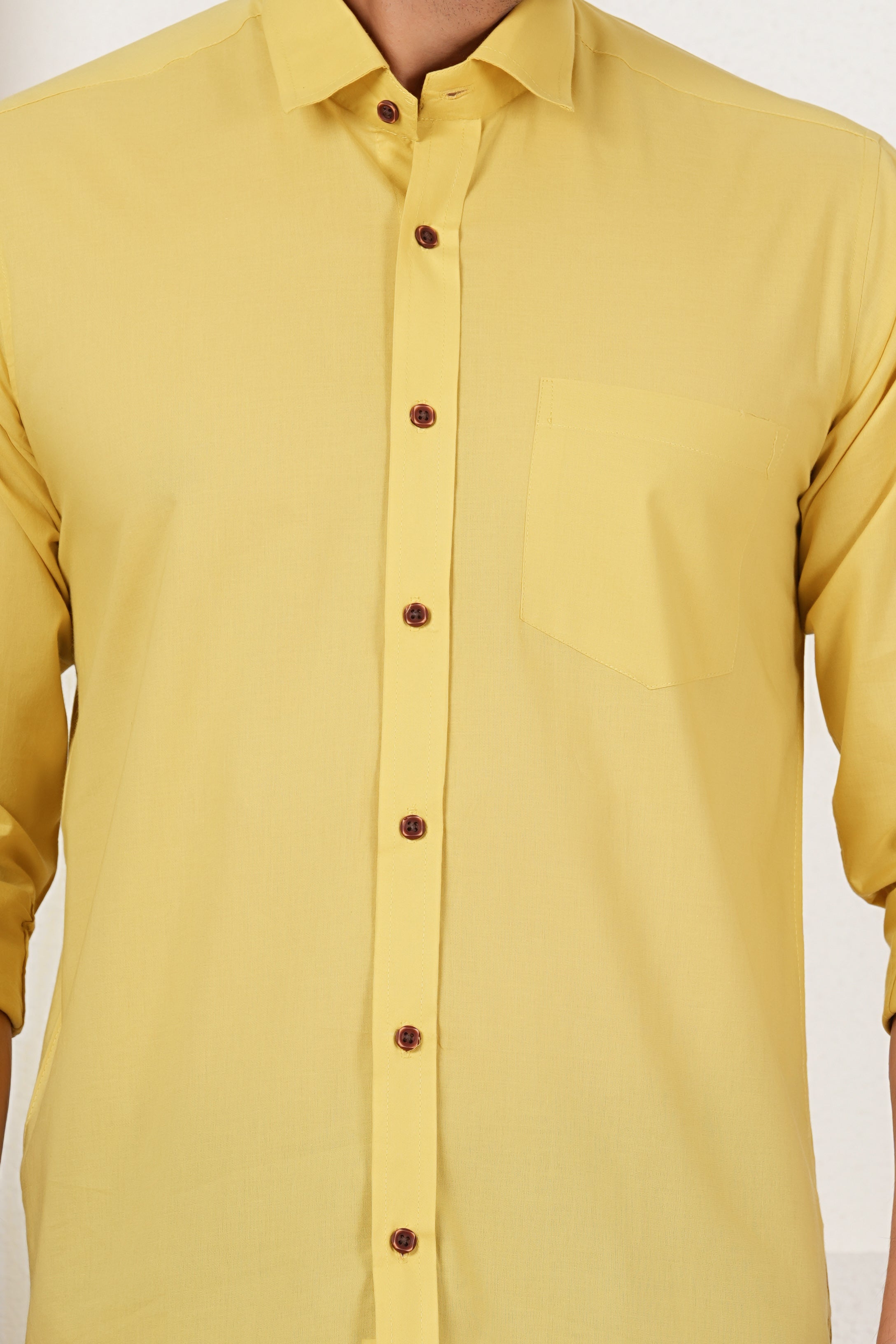 Men's Solid Mustard Yellow Regular Fit Casual Shirt FS-C21