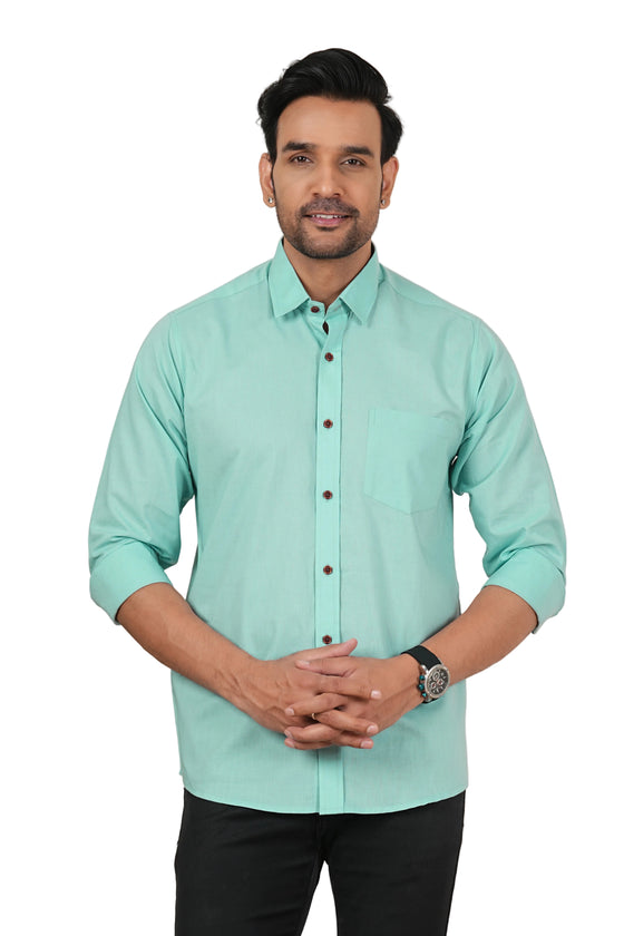 Men's Solid Aqua Blue Regular Fit Casual Shirt FS-C37