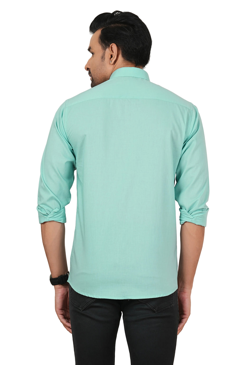 Men's Solid Aqua Blue Regular Fit Casual Shirt FS-C37