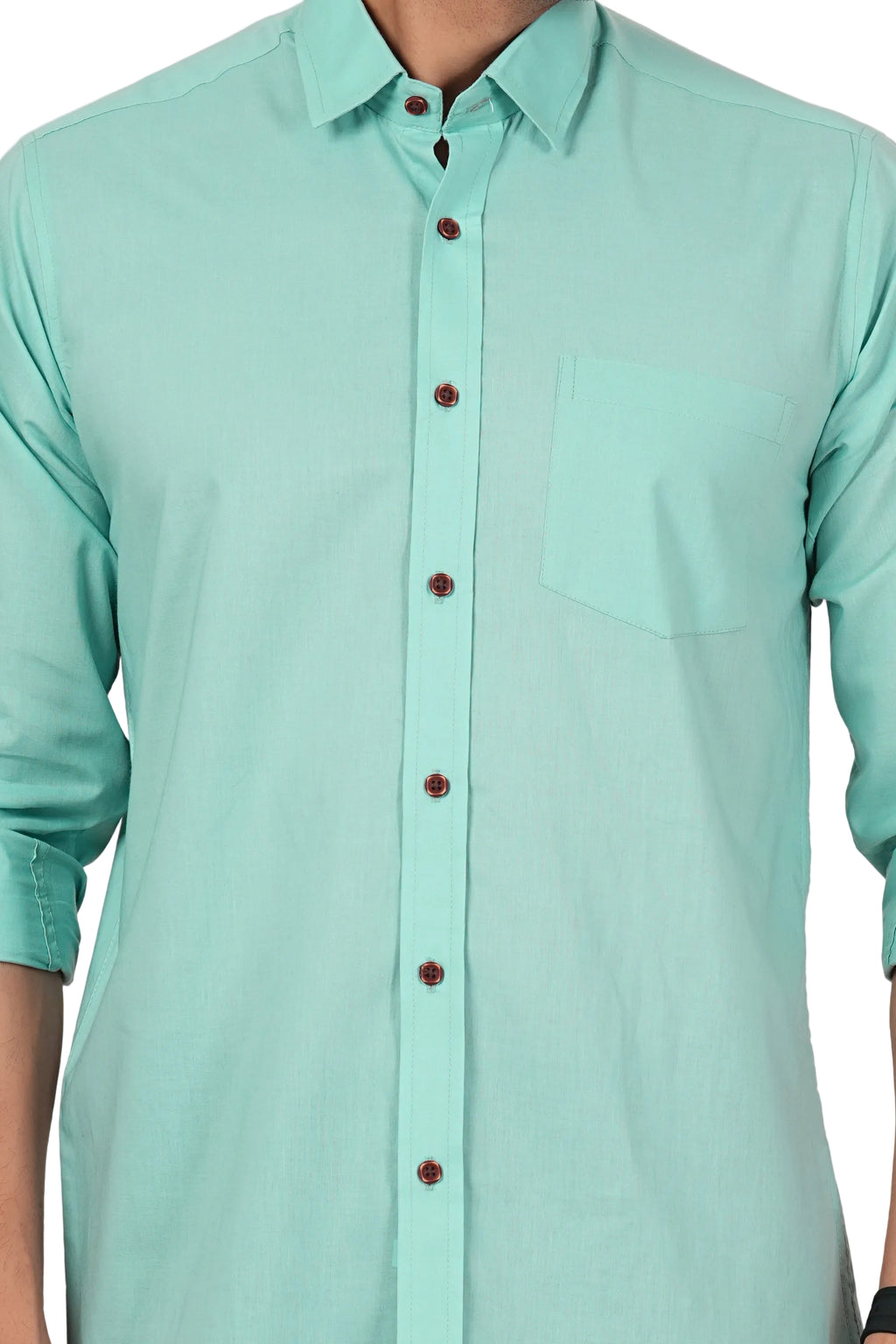 Men's Solid Aqua Blue Regular Fit Casual Shirt FS-C37
