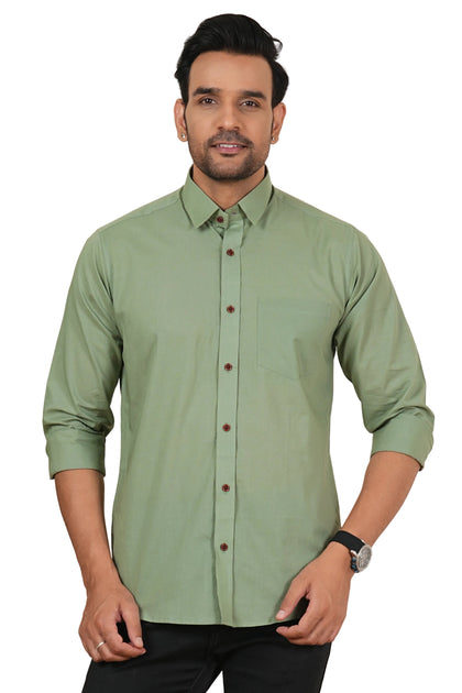 Men's Solid Olive Mint Regular Fit Casual Shirt FS-C17