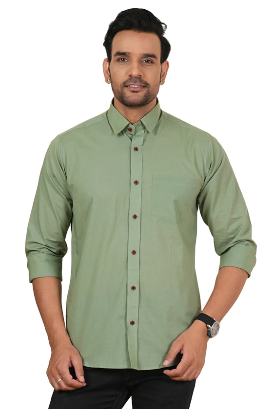 Men's Solid Olive Mint Regular Fit Casual Shirt FS-C17