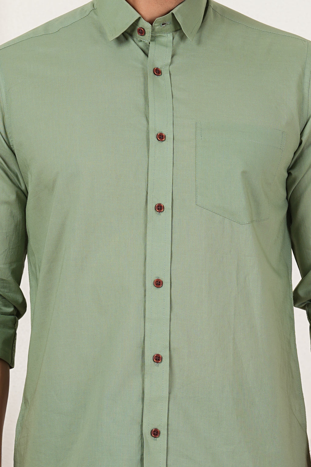 Men's Solid Olive Mint Regular Fit Casual Shirt FS-C17