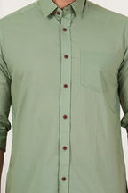 Men's Solid Olive Mint Regular Fit Casual Shirt FS-C17