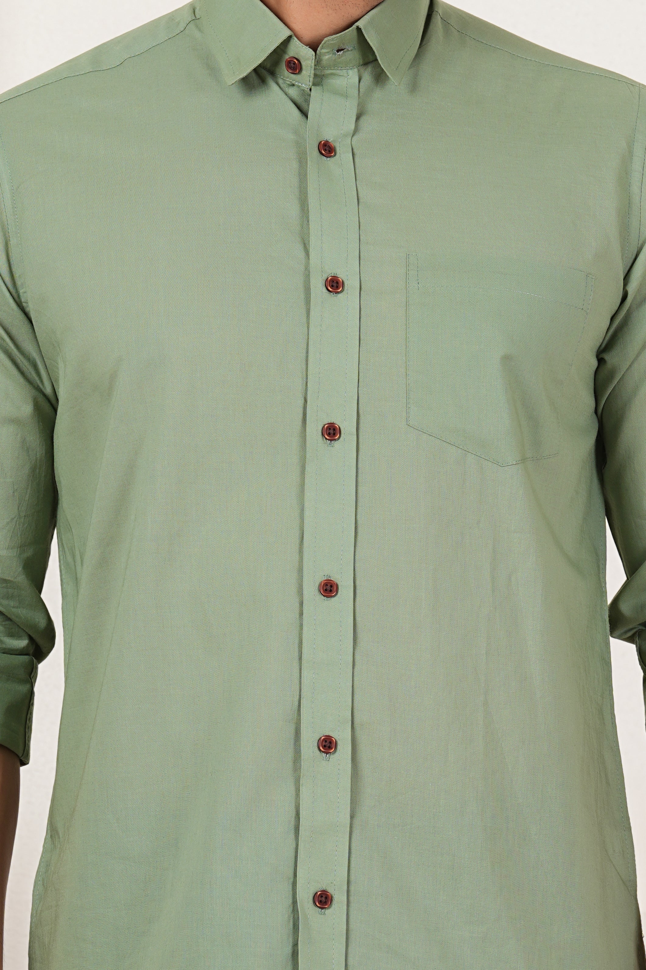 Men's Solid Olive Mint Regular Fit Casual Shirt FS-C17