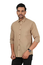 Men's Solid Beige Regular Fit Casual Shirt FS-C13