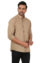 Men's Solid Beige Regular Fit Casual Shirt FS-C13