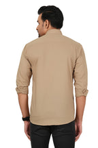 Men's Solid Beige Regular Fit Casual Shirt FS-C13