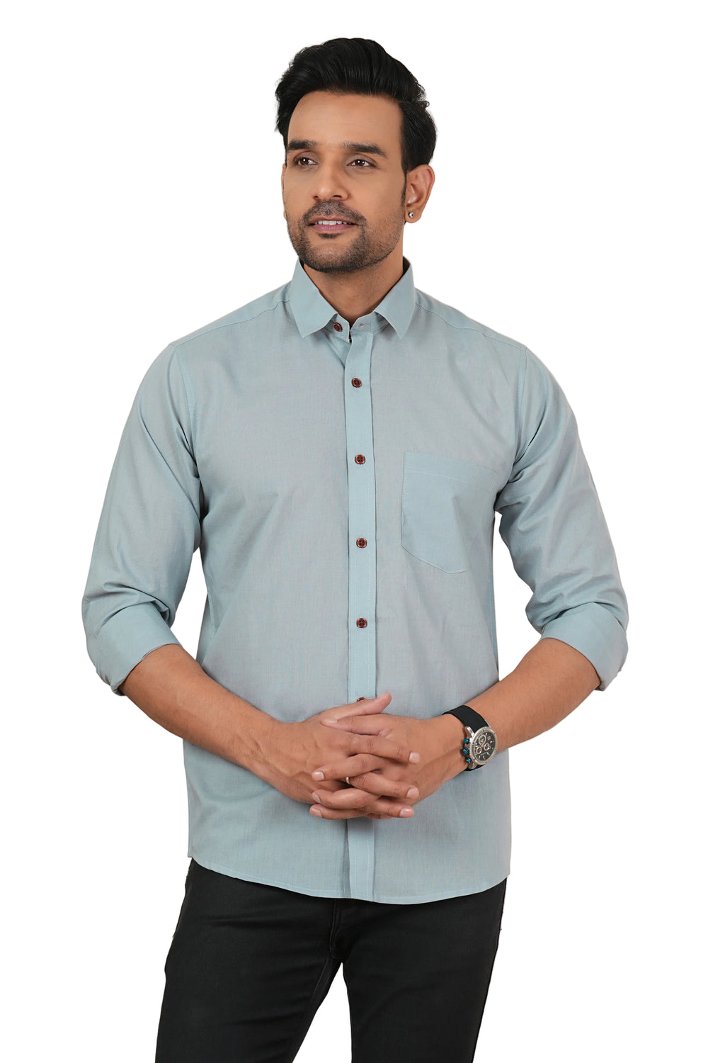 Men's Premium Regular Fit Solid Casual Shirt in Mint Blue / FS-C6