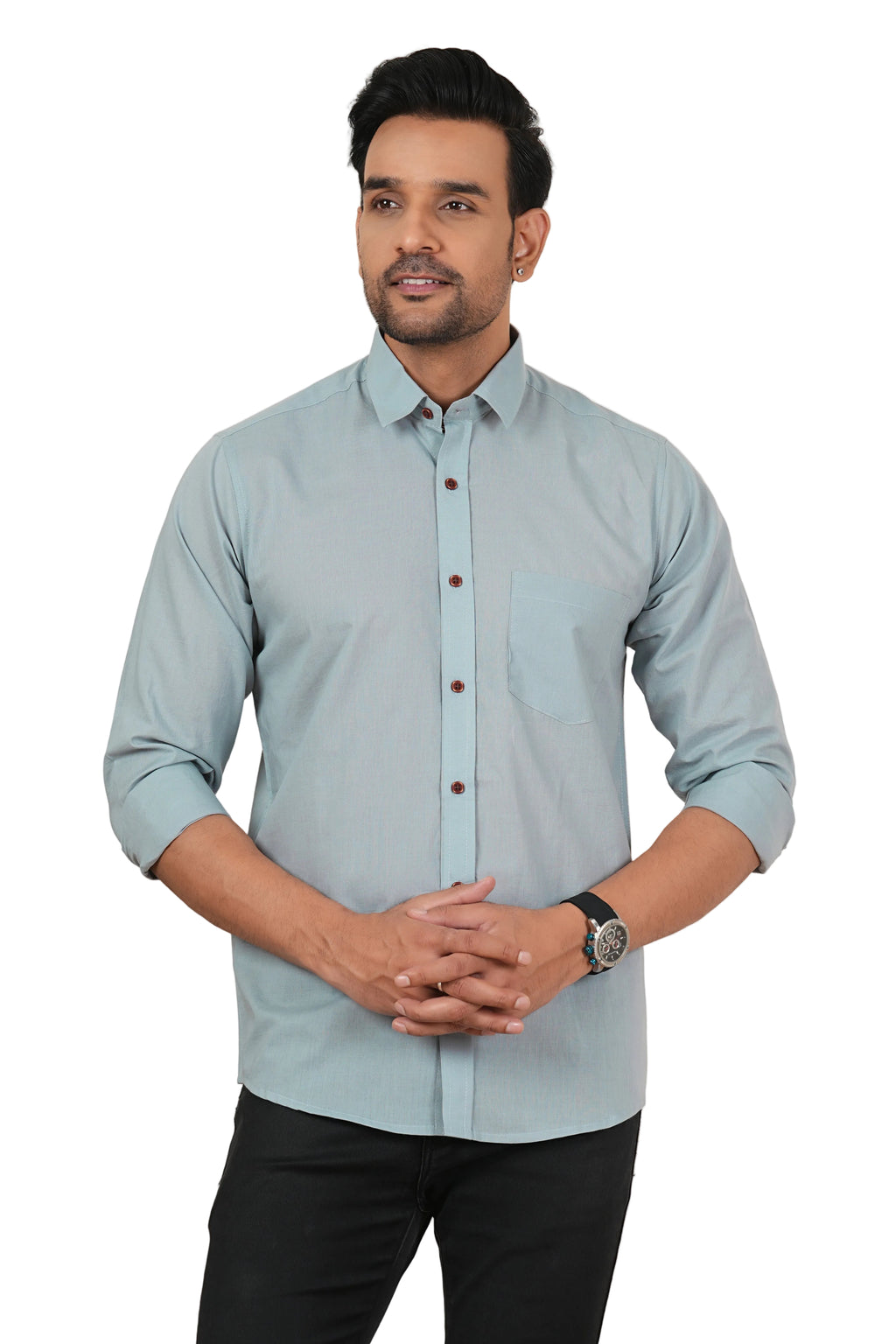 Men's Premium Regular Fit Solid Casual Shirt in Mint Blue / FS-C6