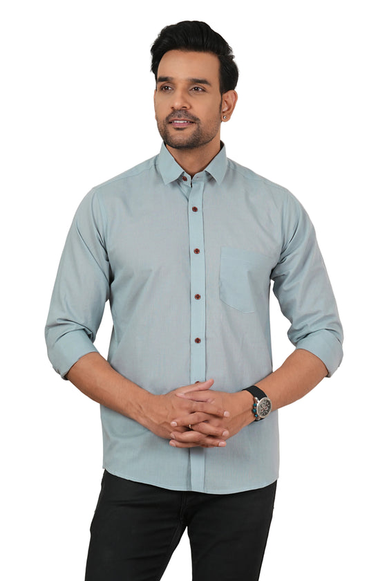 Men's Premium Regular Fit Solid Casual Shirt in Mint Blue / FS-C6