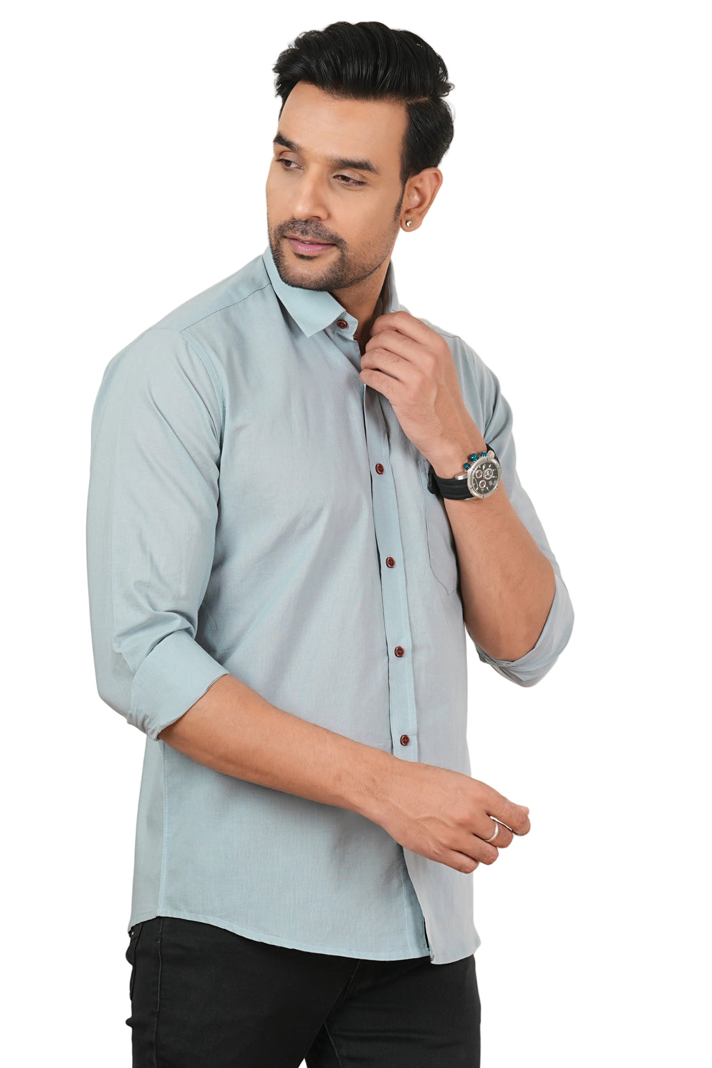 Men's Premium Regular Fit Solid Casual Shirt in Mint Blue / FS-C6