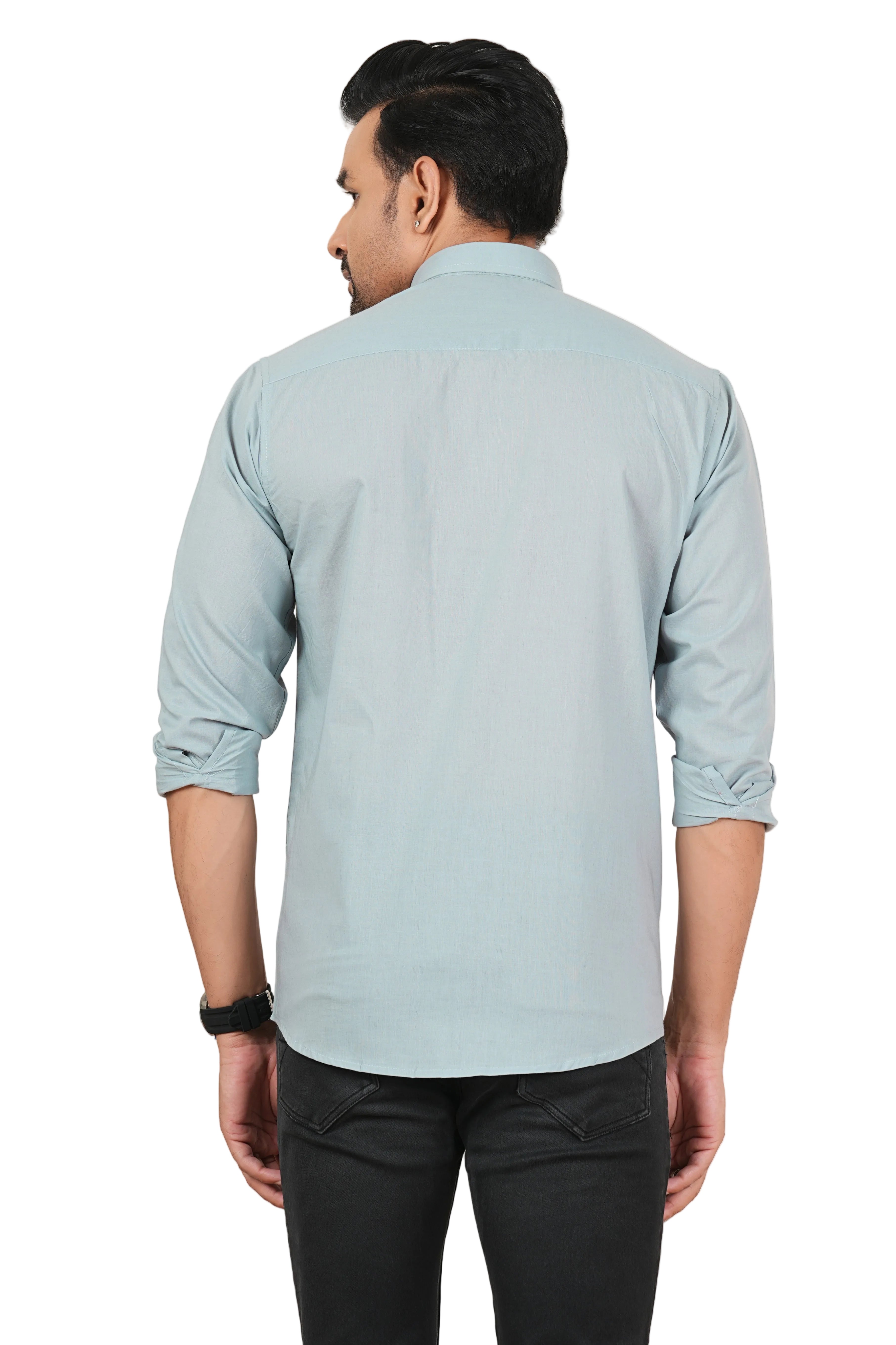 Men's Premium Regular Fit Solid Casual Shirt in Mint Blue / FS-C6