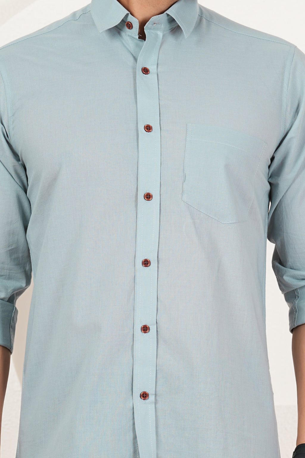 Men's Premium Regular Fit Solid Casual Shirt in Mint Blue / FS-C6