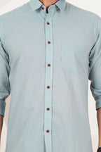 Men's Premium Regular Fit Solid Casual Shirt in Mint Blue / FS-C6