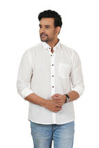 Men's Solid White Regular Fit Casual Shirt FS-C16