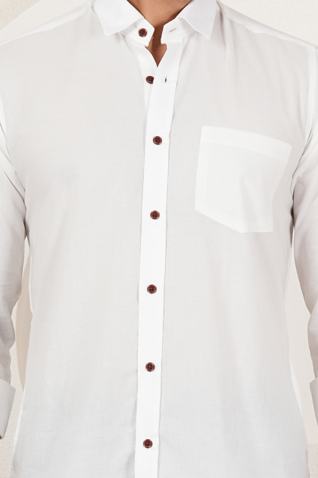 Men's Solid White Regular Fit Casual Shirt FS-C16