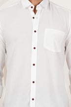 Men's Solid White Regular Fit Casual Shirt FS-C16