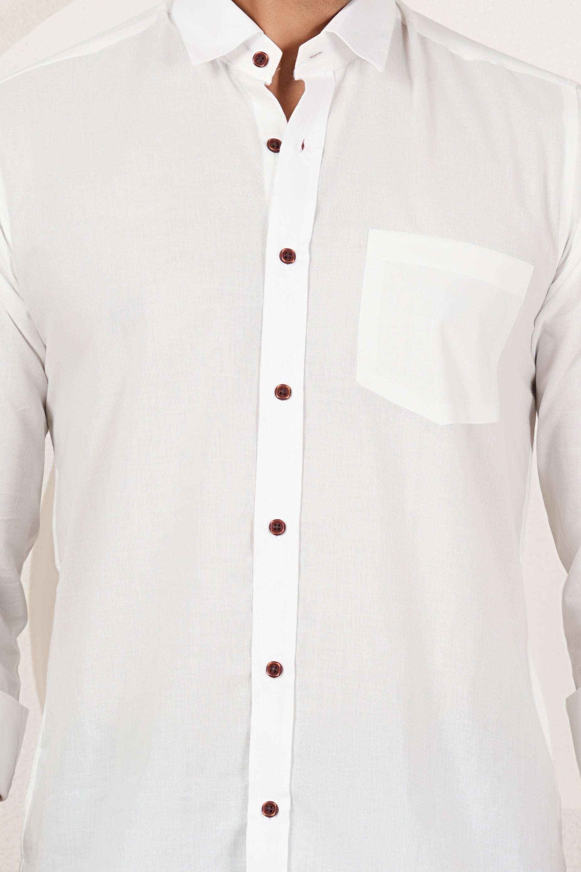 Men's Solid White Regular Fit Casual Shirt FS-C16