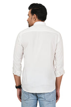 Men's Solid White Regular Fit Casual Shirt FS-C16