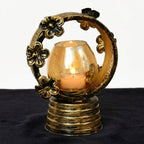 Antique Floral Ring Candle Holder with Golden Glass I-62-B
