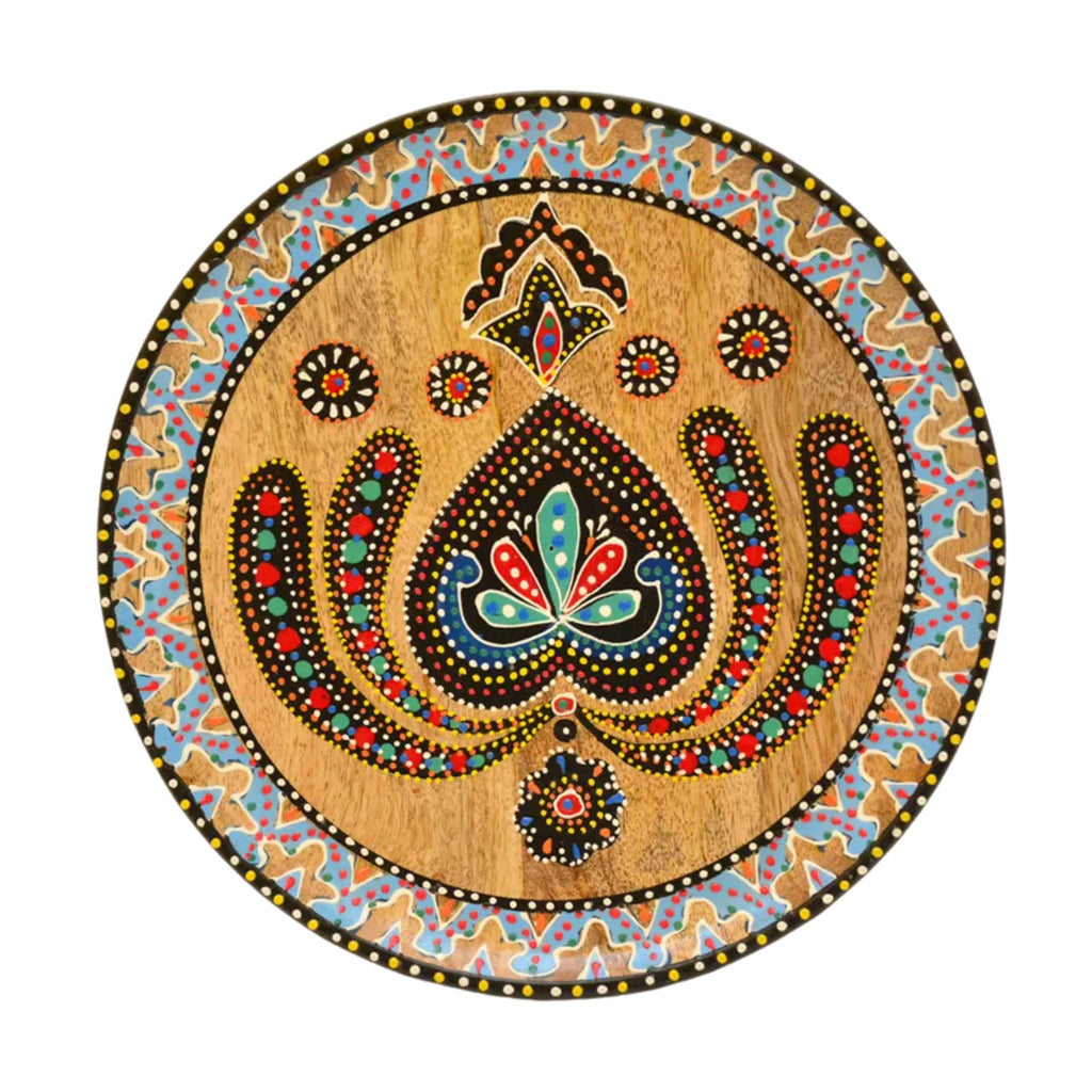 Hand-Painted Mandala Paisley Wooden Decorative Plate - WD-134-A
