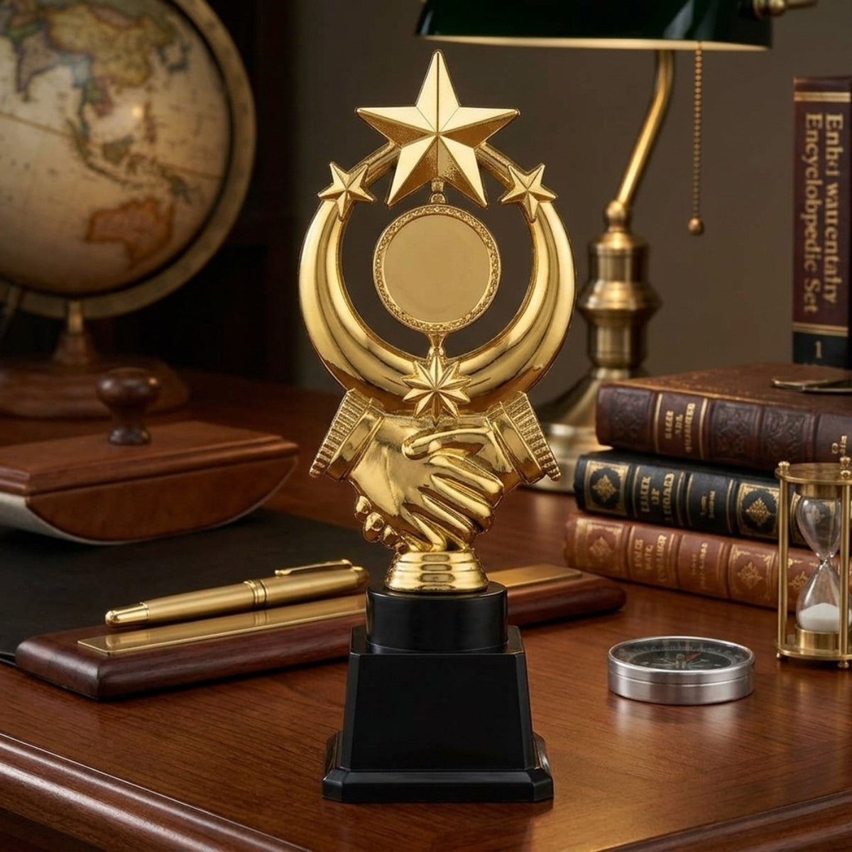 Premium Golden Handshake Excellence Award Trophy (Fiber Memento) M-655