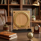 Elegant Wooden Memento in Acrylic Dustproof Case – Golden Circular Star Trophy for Recognition & Awards GC-M-536-A
