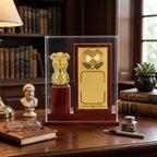 Premium Wooden Memento with Golden Ashoka Pillar Emblem and Acrylic Display Case GC-M-615-B