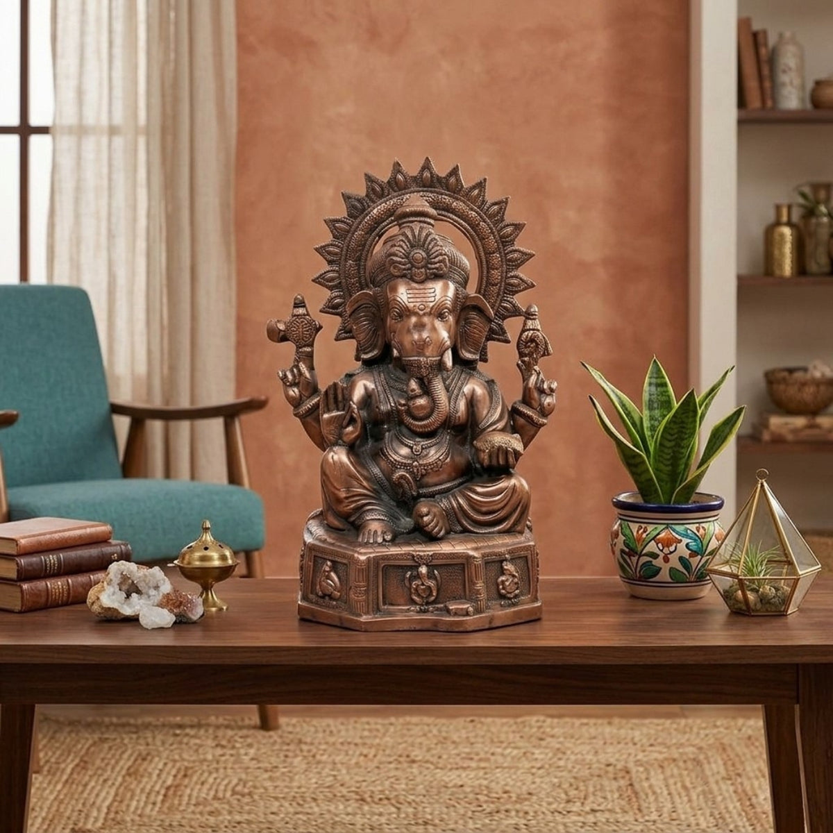 Elegant Gunmetal Copper Finished Lord Ganesha Metal Idol G-212-A