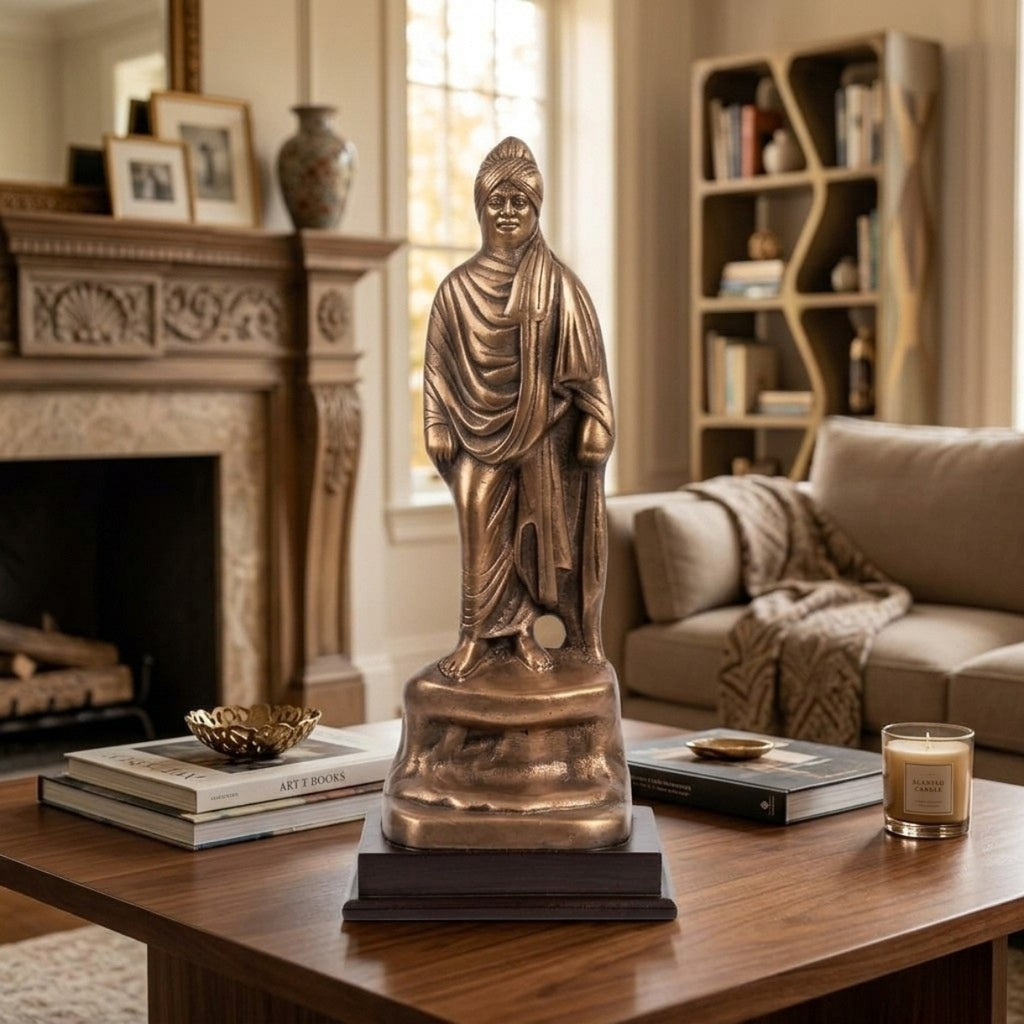 Premium Gunmetal Copper Finished Swami Vivekananda Standing Gunmetal Statue G-46-B
