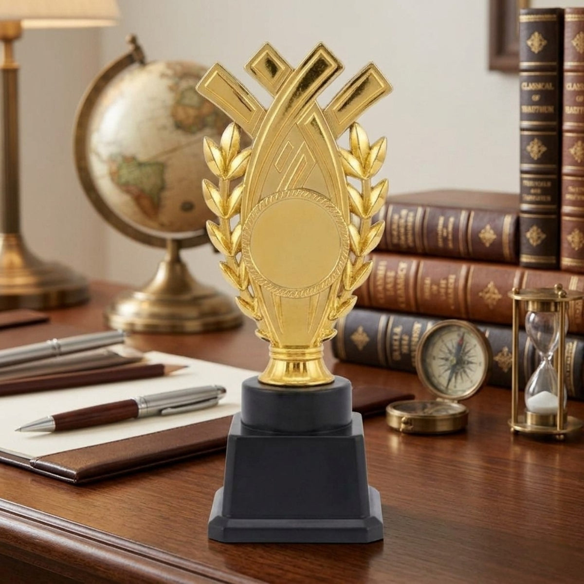 Elegant Golden Laurel Wreath Excellence Award Trophy (Fiber Memento) M-656