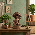 Divine Lord Buddha Under Bodhi Tree Idol in Gunmetal Copper Tone – Zen Home Decor G-287-A