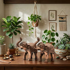 Premium Antique Copper Finish Elephant Figurine Pair for Vastu & Home Decor (Set of 2) G-81-B