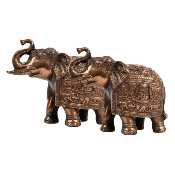 Handcrafted Gunmetal Copper Finished Elephant Statues (Pair) G-31-A