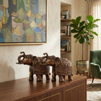 Handcrafted Gunmetal Copper Finished Elephant Statues (Pair) G-31-A