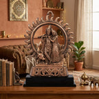 Traditional Copper Finish Gunmetal Radha Krishna Flamed Aura Idol G-49-C