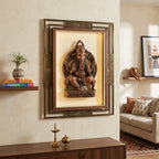 Handcrafted Seated Lord Ganesha on Throne Metal Wall Hanging Statue (Antique Gunmetal Copper Finish) G-270-A-WS