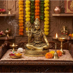 Handcrafted Brass Lord Shiva Idol | Seated Mahadev Murti with Trishul for Home Mandir BR-44-A