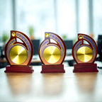 Elegant Wooden Mementos Trophy with Golden Metal Plate M-583