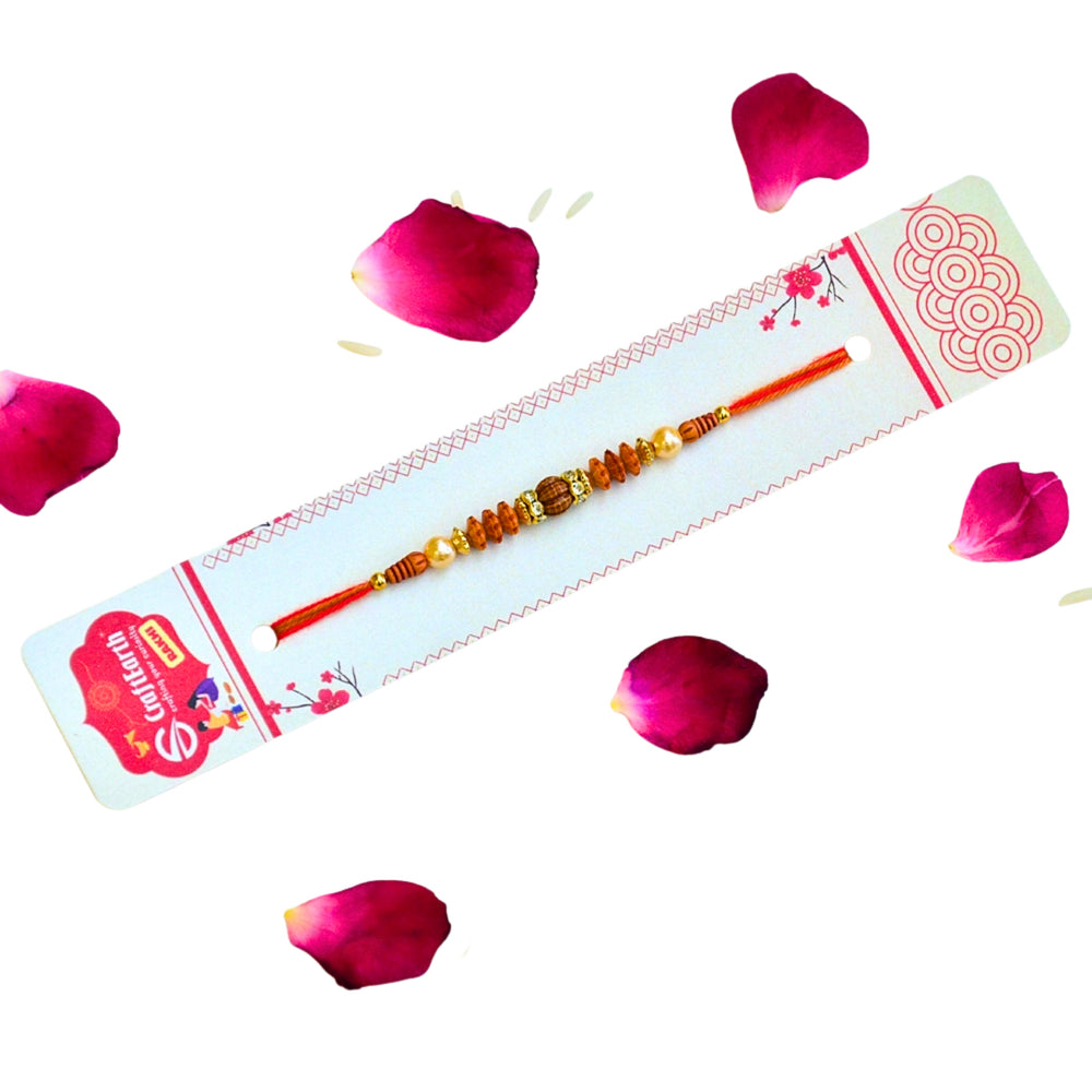 Minimalist Sacred Thread Rakhi with Wooden Bead - RK-305