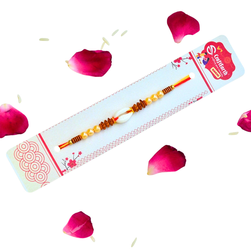 Traditional Rakhi with Pearls & Center Shell Bead - RK-306