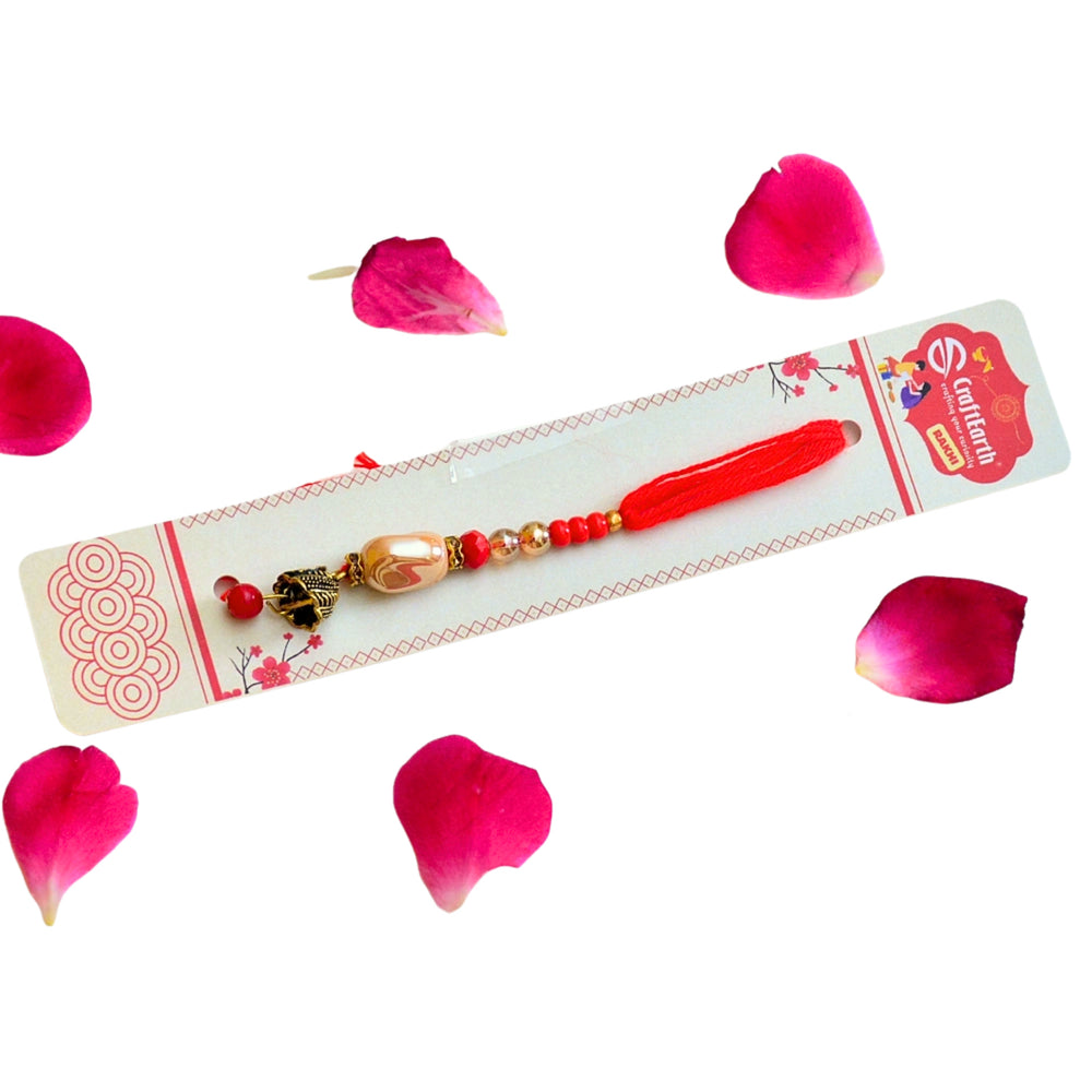 Royal Red Lumba Rakhi with Stone Centerpiece for Bhabhi