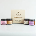 AuraDecor Set of 4 Amber Jars (English Rose, Vanilla Caramel, Night Jasmine, French Lavender)