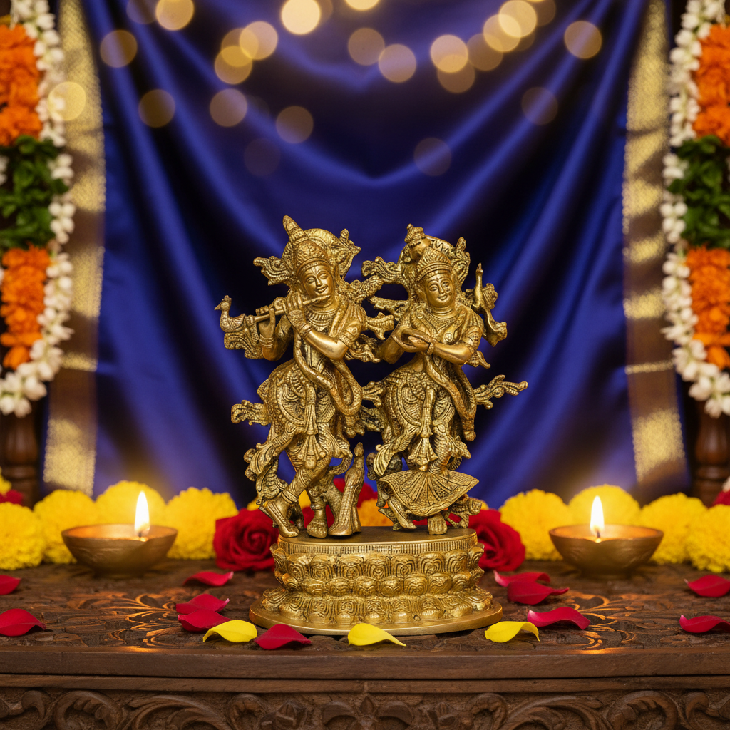Brass Dancing Radha Krishna – Home Decor Background