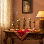Brass Deity Statues in Home Decor Setting