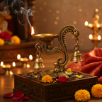 Brass Diya with Bells – Home Decor Background